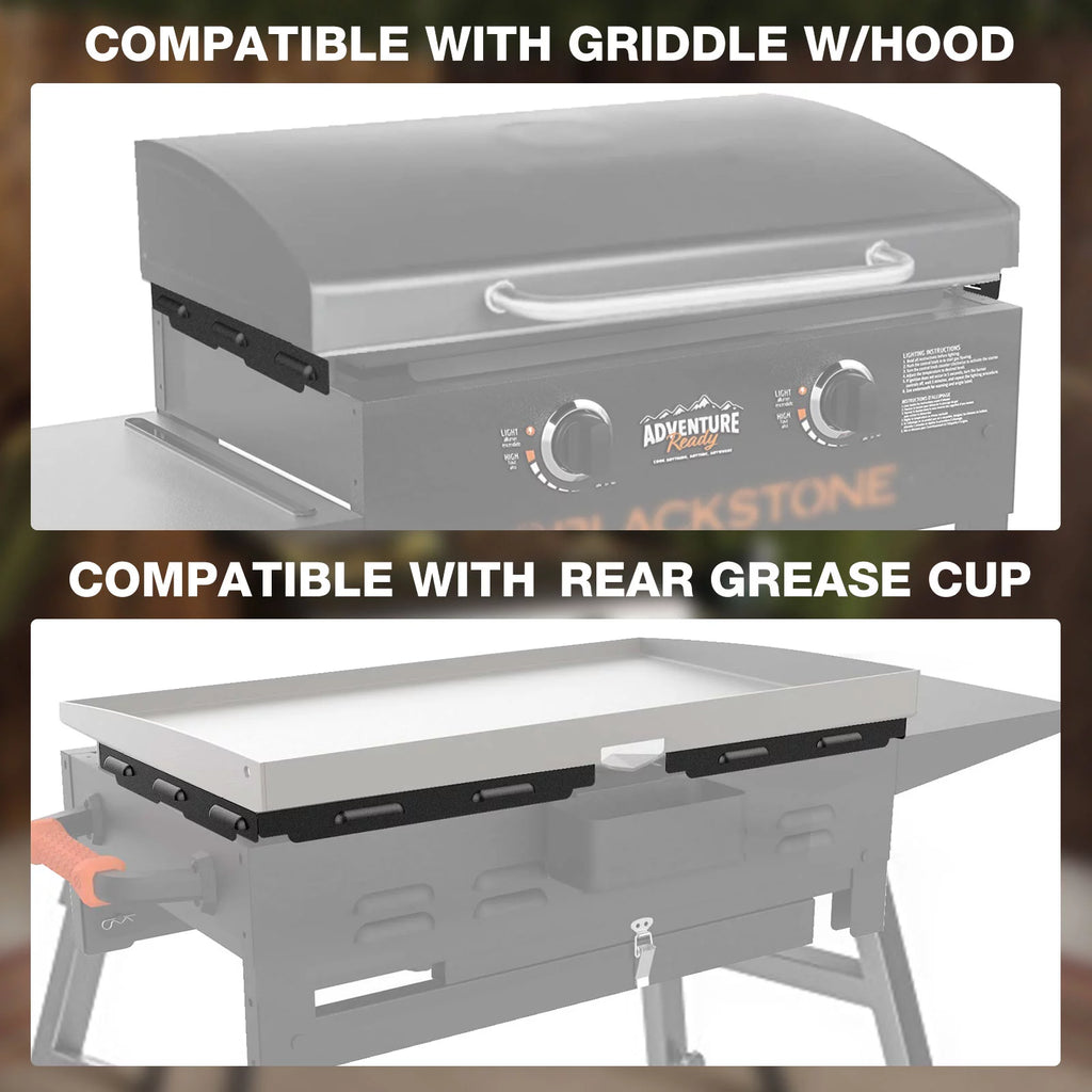 Stainless steel magnetic griddle lid and rear grease cup I26672