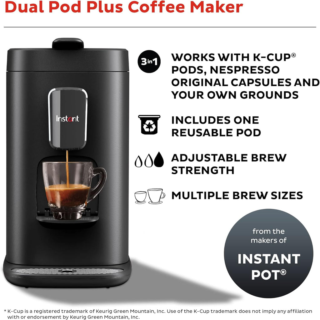 3-in-1 Espresso, K-Cup Pod and Ground Coffee Maker with Reusable Coffee Pod, 2 to 12oz Brew Sizes, 68oz Reservoir H39634