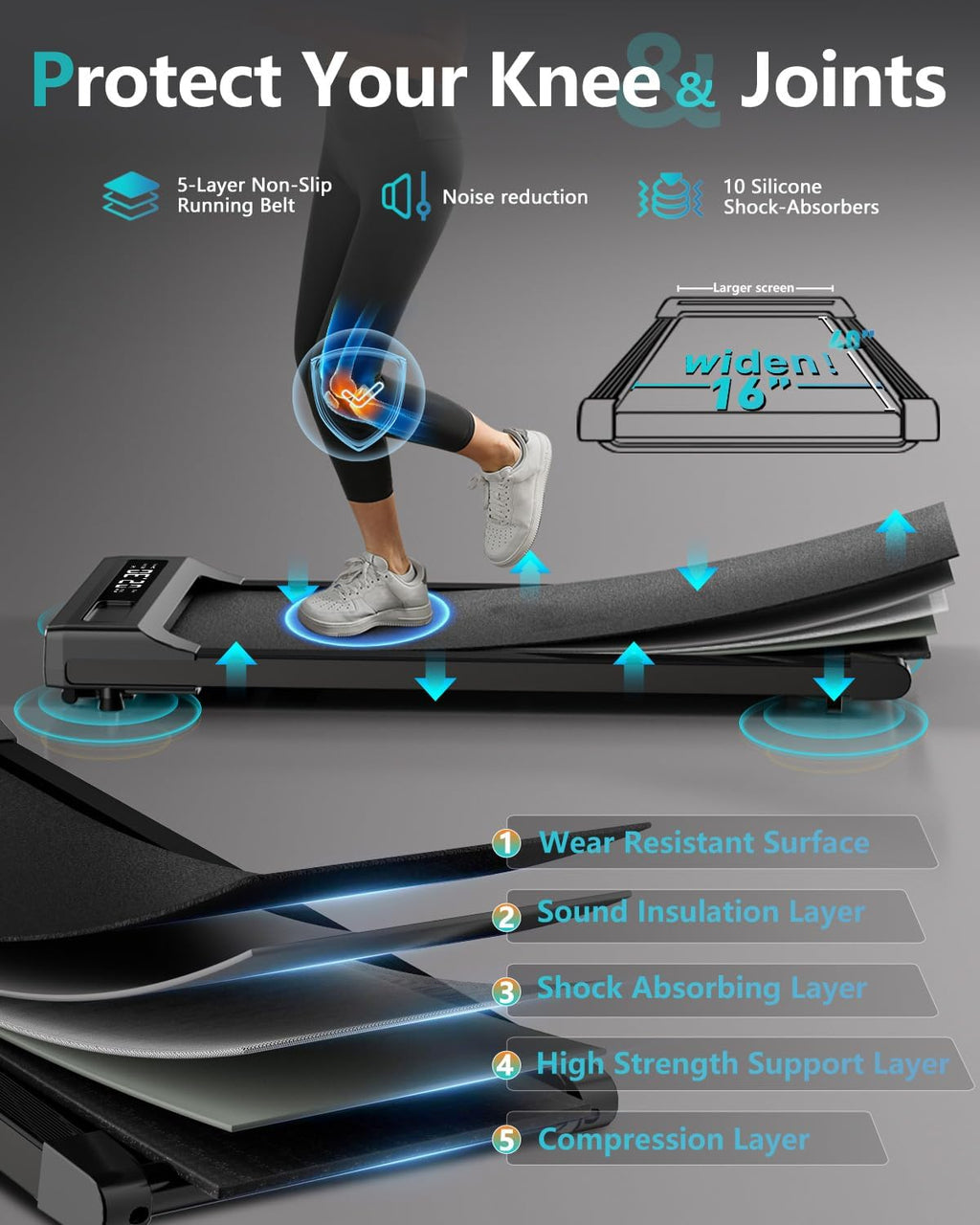 Under Desk Treadmill with Remote Control, 2 in 1 for Walking and Jogging, Portable, LED Display N3482