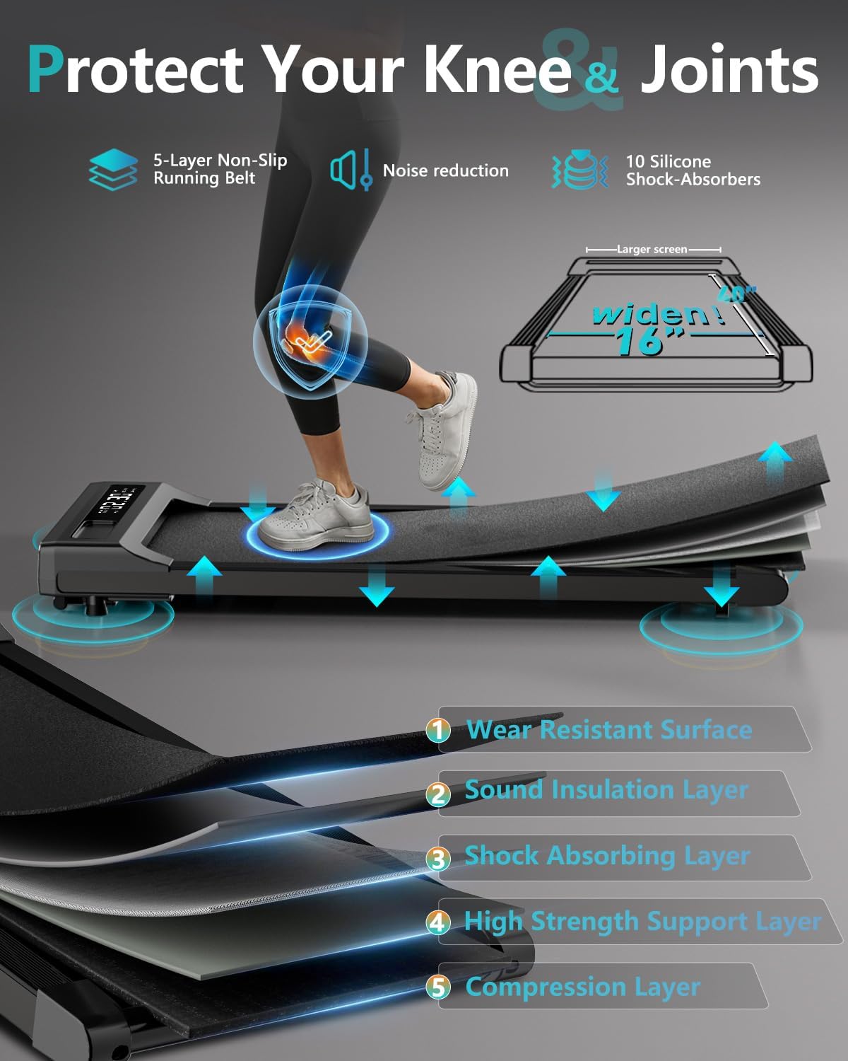 Under Desk Treadmill with Remote Control, 2 in 1 for Walking and Jogging, Portable, LED Display N3482