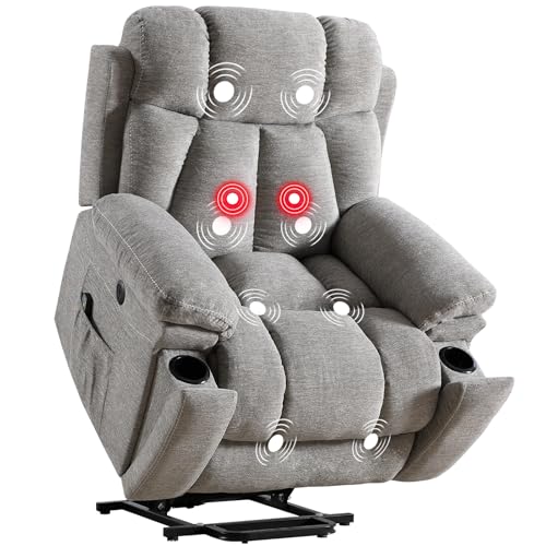 Large Power Lift Recliner Chair with Massage and Heat, Dark Gray W53727