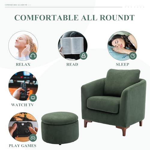 Velvet Accent Chair with Storage Ottoman Set of 2, Camel Q505167