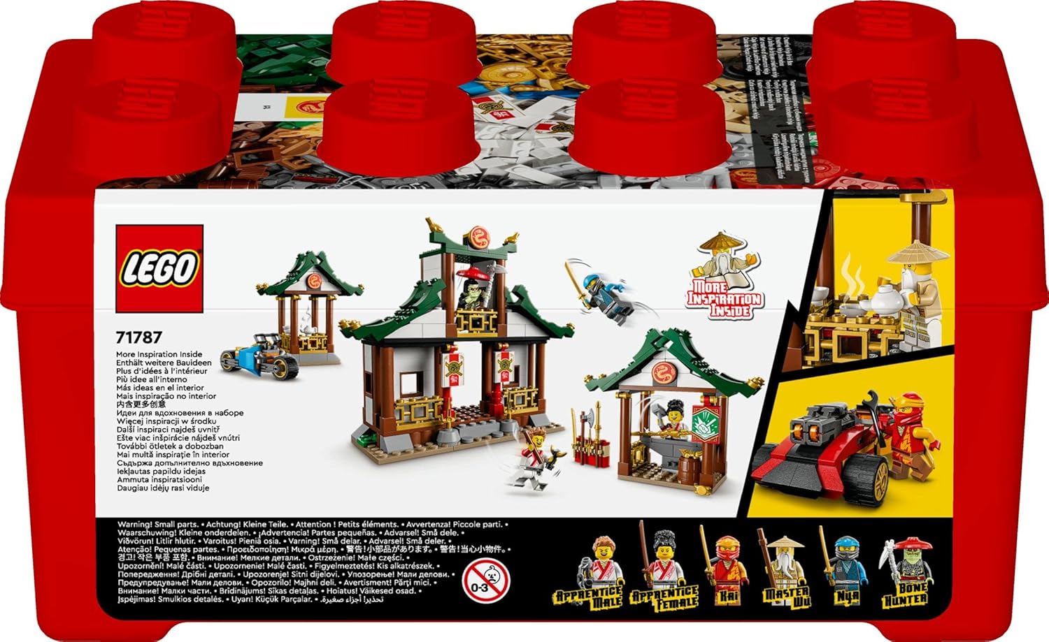 Creative Ninja Brick Box 71787, Toy Storage, Bricks to Build Dojo, Ninja Car, Motorbike, 6 Minifigures P461404
