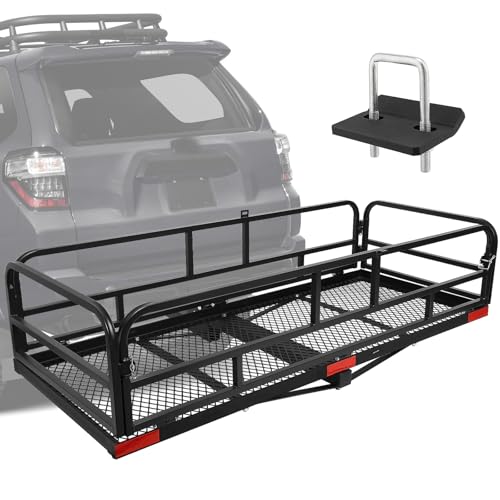 60 x 24 x 14 Inch Folding Hitch Mount Cargo Carrier with High Side Rails, 500 lbs. Capacity, 2" Receiver K535194