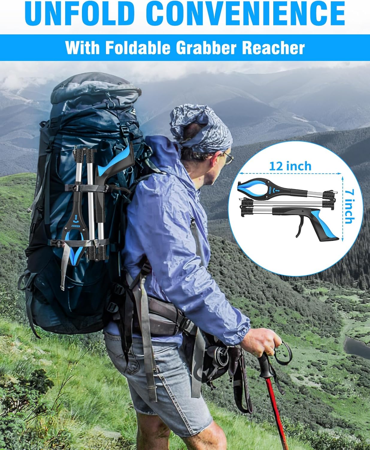 36" & 40" Foldable Grabber with Anti-Slip Rotating Jaw and Magnet O336