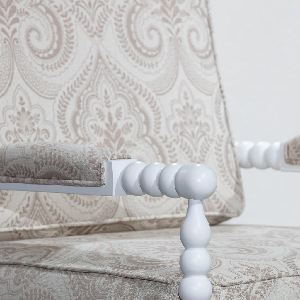 White Fabric Spindle Chair S2146