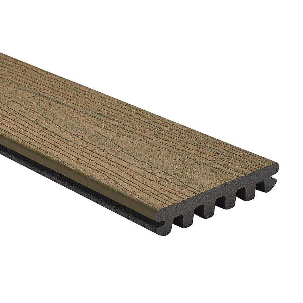 1 in. x 6 in. x 12 ft. Toasted Sand Grooved Edge Brown Composite Deck Board B3806