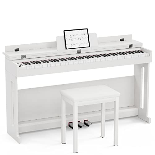 Black 88 Key Weighted Keyboard Piano with Piano Bench U370