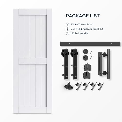 White Barn Door with Sliding Door Hardware Kit I680990