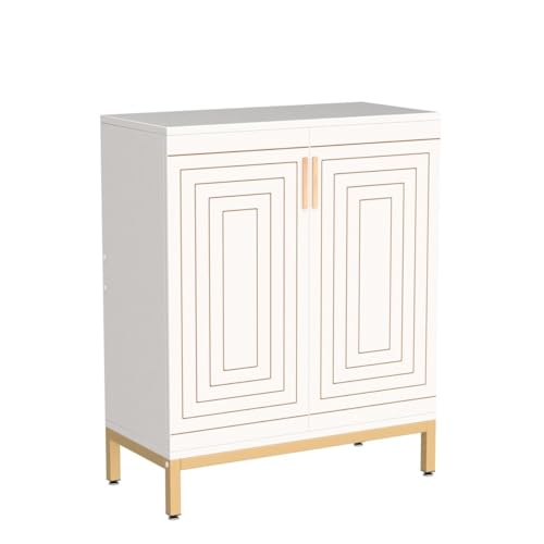 White Gold 20 Pairs Shoe Cabinet with Doors H376