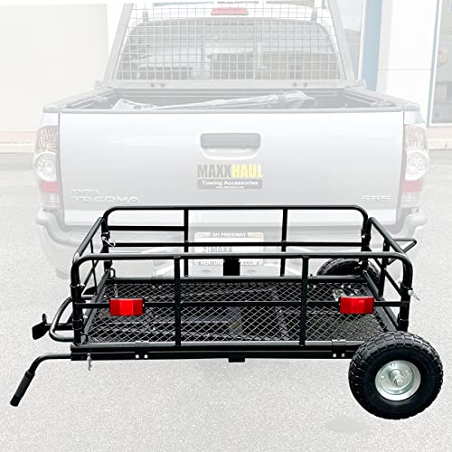 Foldable Cargo Carrier Cart With Quick Detachable Basket Rack With 10 inch Flat Free Tires Q601