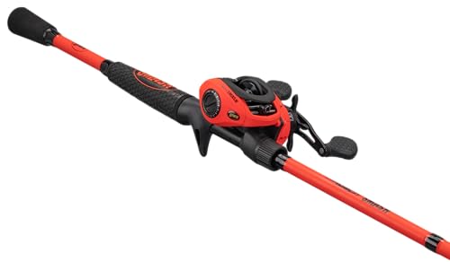Fluorescent Red Baitcast Reel and Fishing Rod Combo B386348