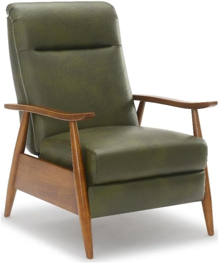 Fern Green Faux Leather Wood Arm Push Back Recliner I293