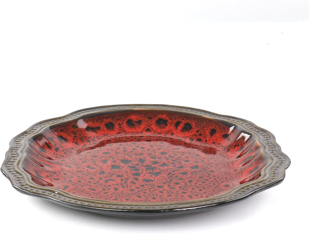 6 Piece Stoneware Dinner Plate Set Red D48888