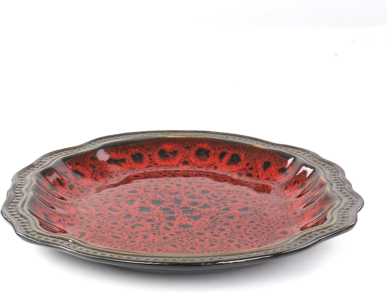 6 Piece Stoneware Dinner Plate Set Red D48888