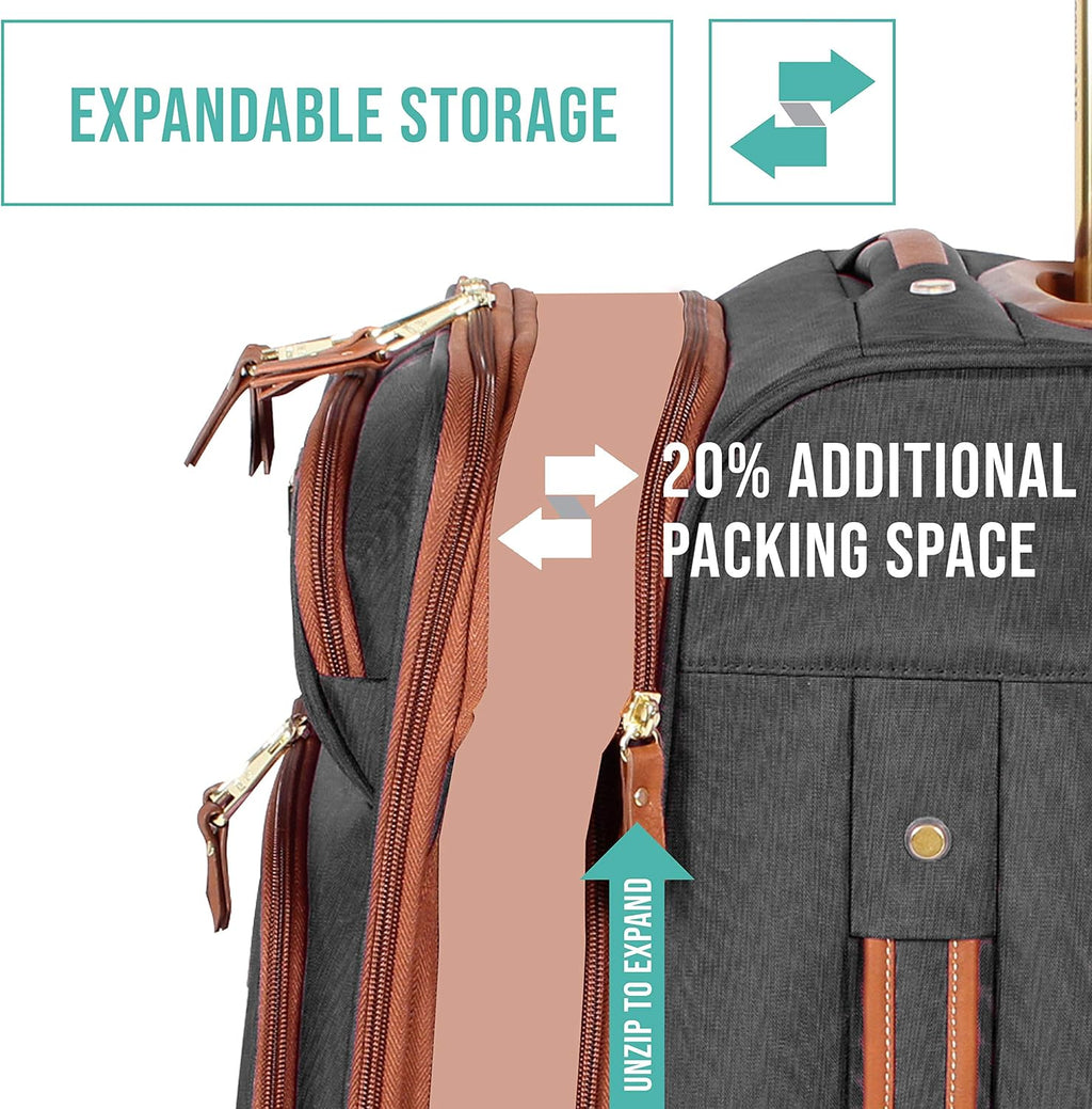 Lightweight Softside Expandable 20 Inch Carry On Bag with 4-Rolling Spinner Wheels Z526
