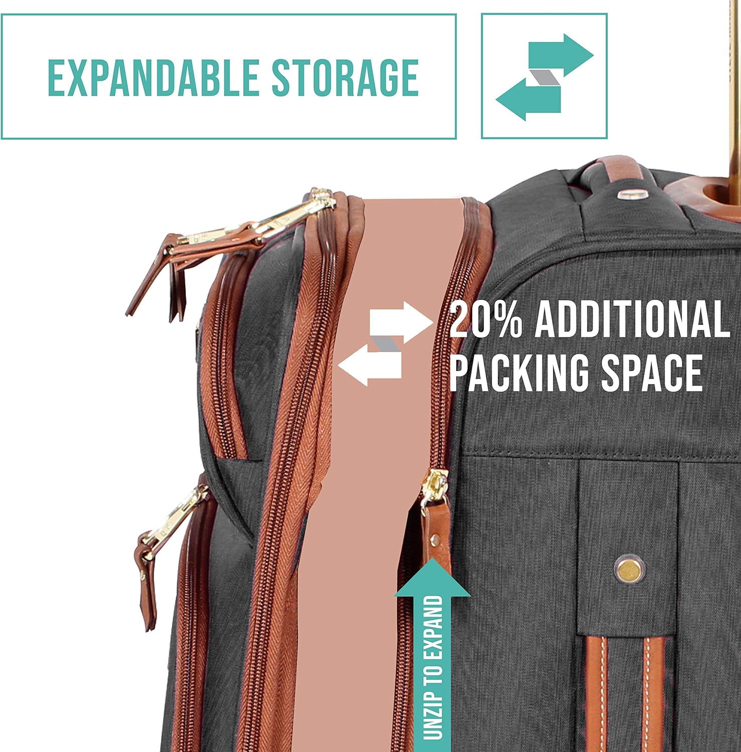 Lightweight Softside Expandable 20 Inch Carry On Bag with 4-Rolling Spinner Wheels Z526