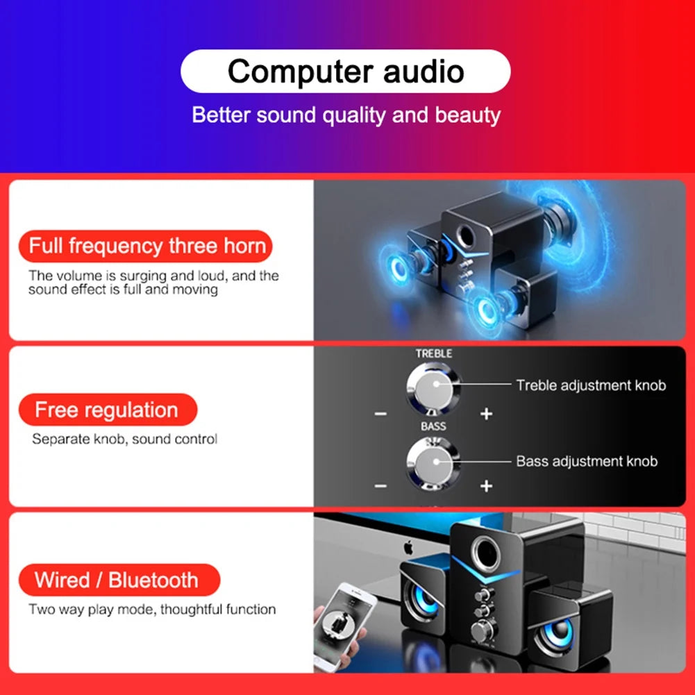 Black USB-Powered 2.1 Mini Multimedia Speakers System, Set of 3 K13874