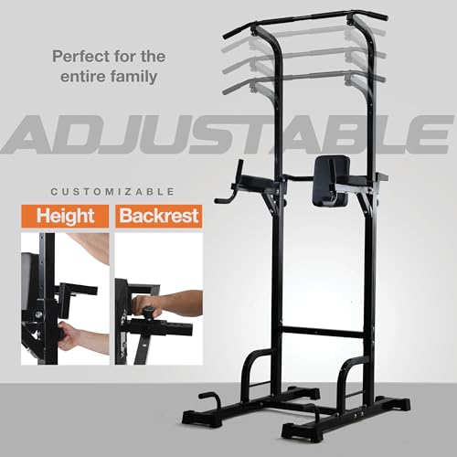 Pull Up Bar Free Standing Power Tower, Height Adjustable, 440LBS Capacity J851