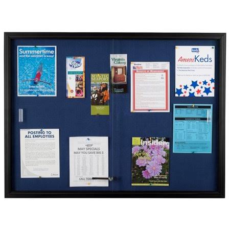 48 inch x 36 inch Blue Fabric Sliding Glass Doors Bulletin Board U50621