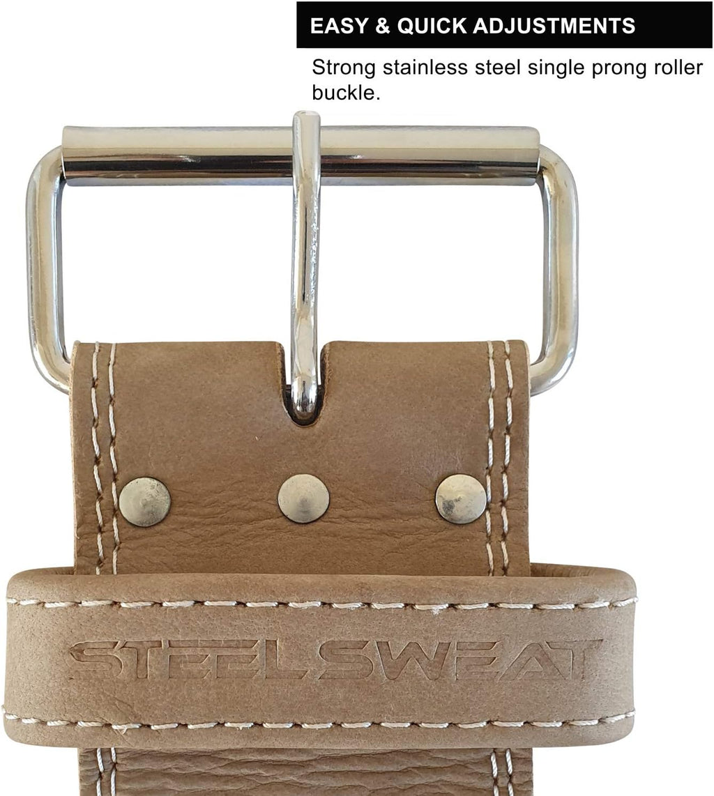 4 Inch 10mm Single Prong Powerlifting Belt Vegetable Tanned Leather Oat Medium X538852