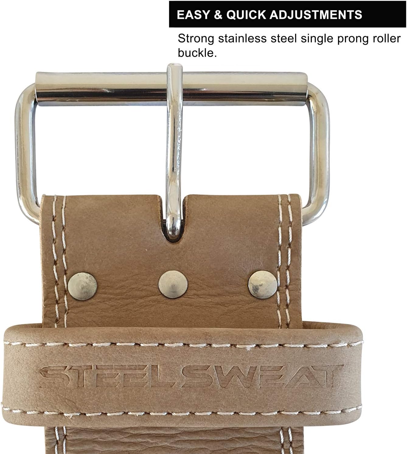 4 Inch 10mm Single Prong Powerlifting Belt Vegetable Tanned Leather Oat Medium X538852