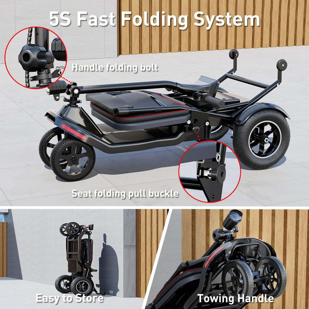 3-Speed 4 Wheel Foldable Lightweight Electric Mobility Scooter O364