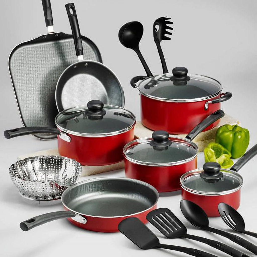 18 Pieces Non-stick Cookware Set, Red P633