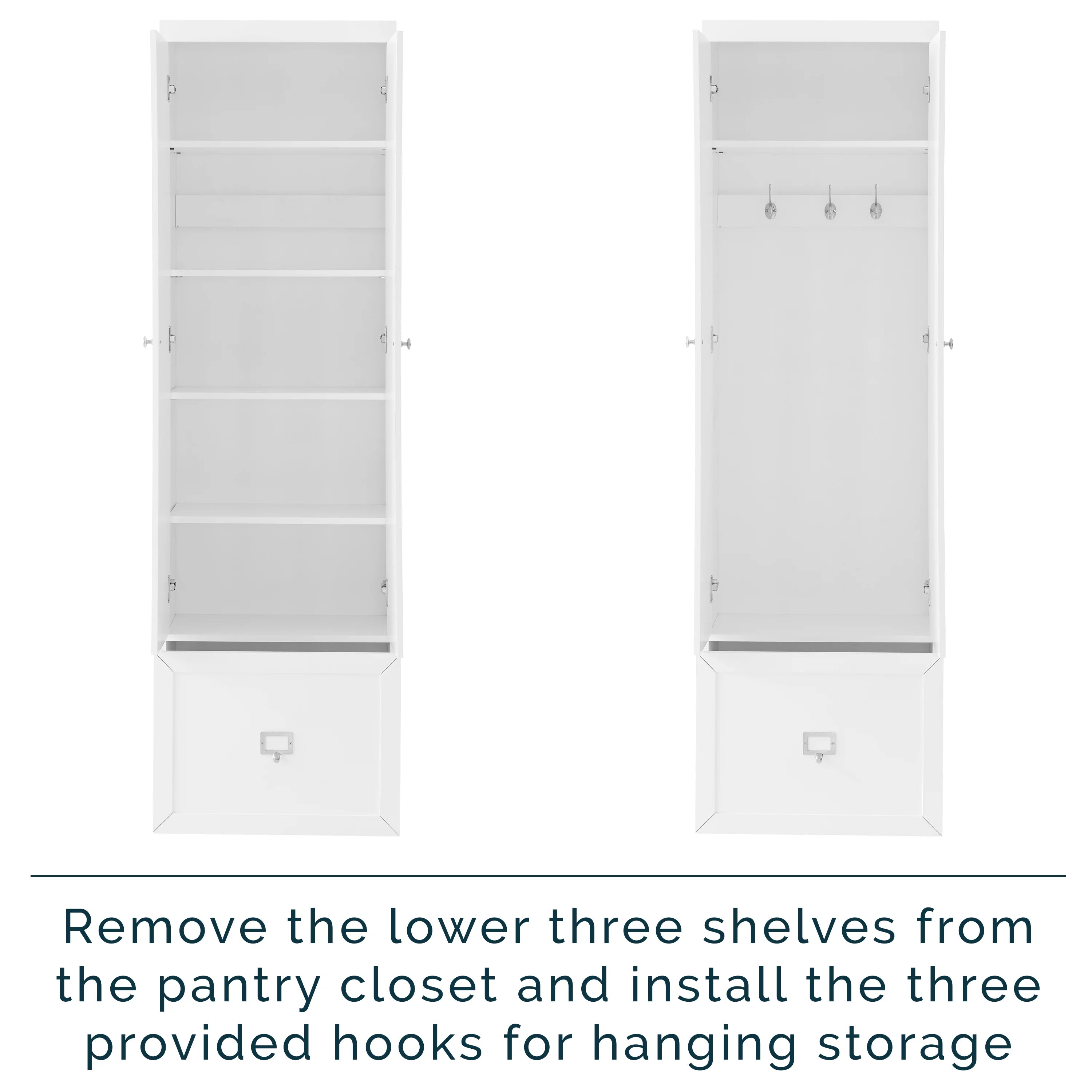 White Wood Convertible Pantry Closet V864641