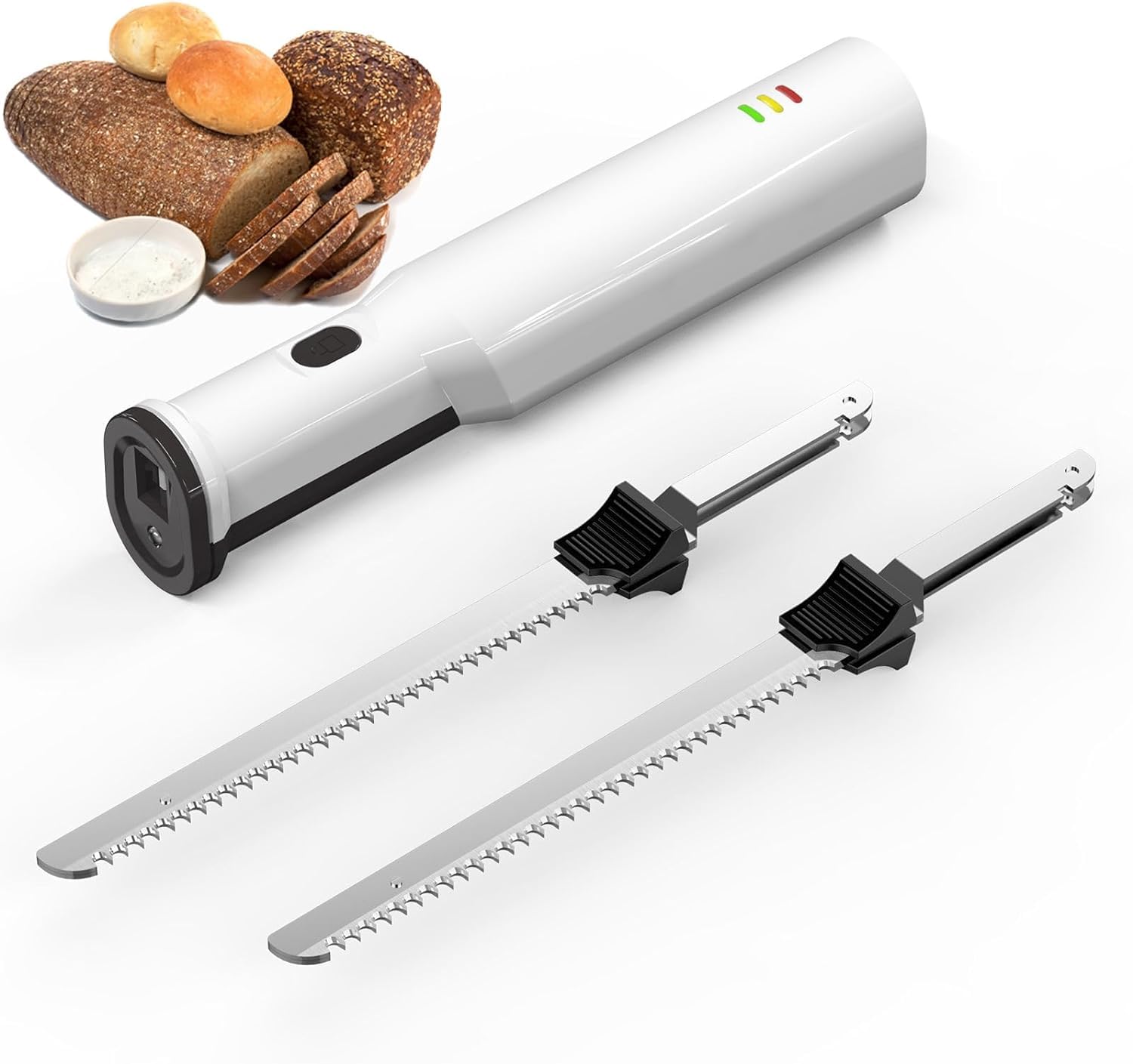 Cordless Electric Meat Carving Knife with 2 Serrated 8” Stainless Steel Blades W84318