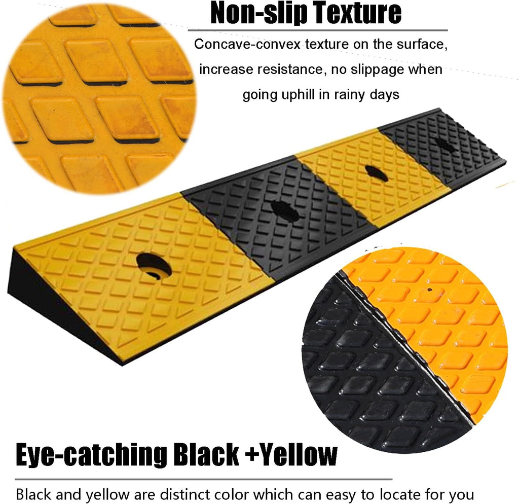 2" Rubber Curb Ramps Heavy Duty Loading Threshold Ramp 39.3x5.9x2 Inch Y428767