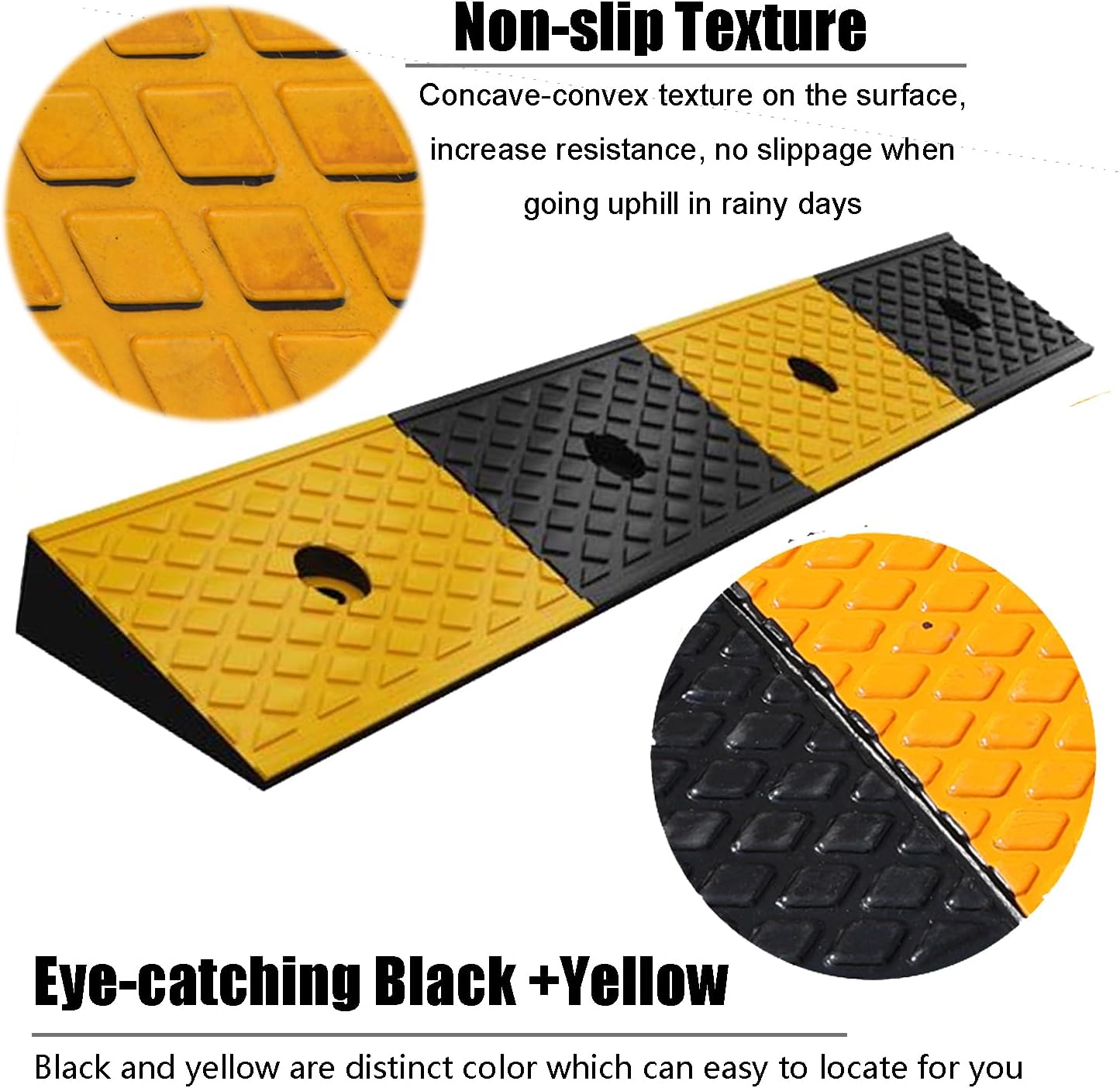 2" Rubber Curb Ramps Heavy Duty Loading Threshold Ramp 39.3x5.9x2 Inch Y428767