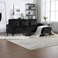 Beige Convertible L Shaped Sectional Sofa with Storage Ottoman Y79279