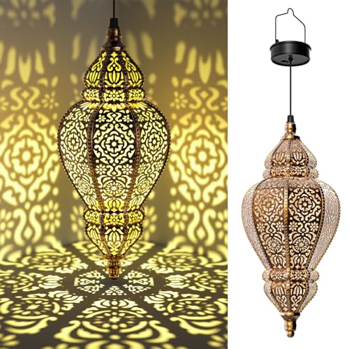 Gold Plastic Solar Hanging Lantern I892