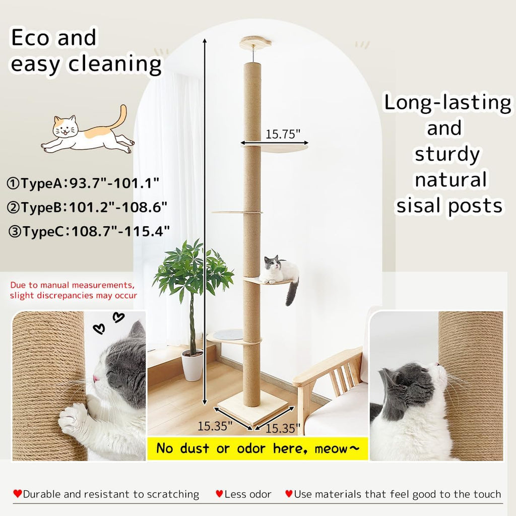 Cat Climbing Tower with Natural Sisal Rope Scratching Post D715743