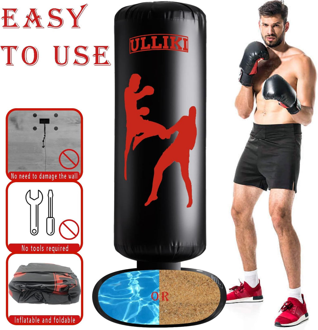 63 Inches Inflatable Boxing Bag with Stand V1115