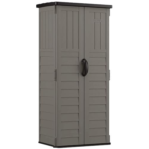 22 Cubic Ft. Vertical Resin Outdoor Storage Shed with Lockable Double Doors Y701580