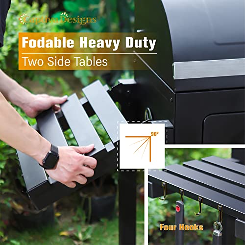Extra Large Charcoal BBQ Grill with 2 Foldable Side Tables M877255