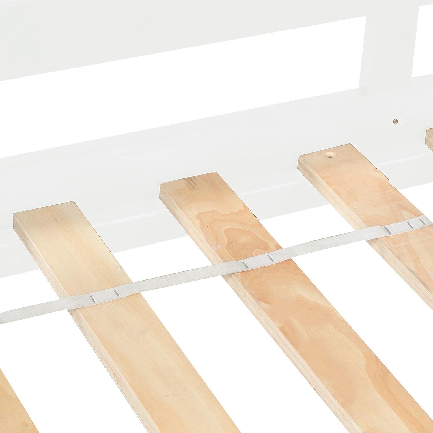 White Twin Over Twin Loft Bed Wooden Bed Frame with Safety Guardrail and Ladder B891893