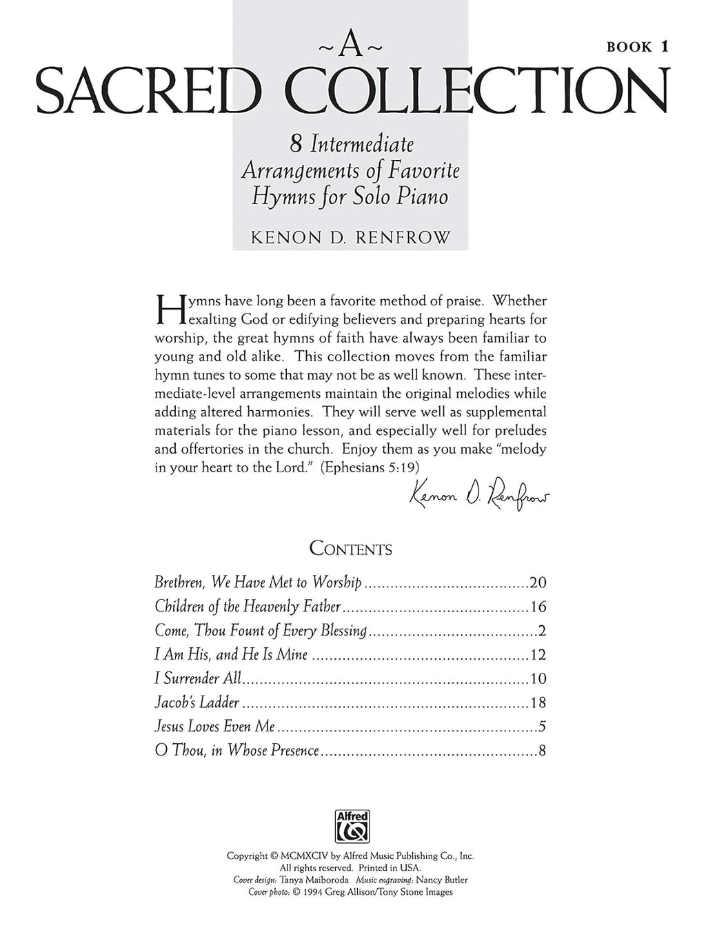 8 Intermediate Arrangements of Favorite Hymns for Solo Piano V530