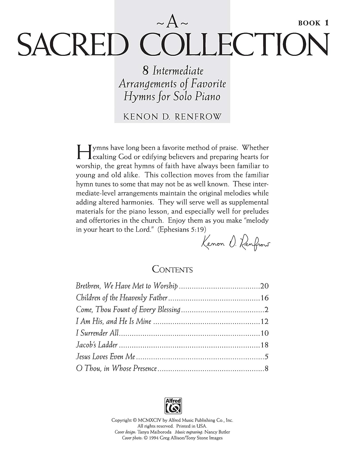 8 Intermediate Arrangements of Favorite Hymns for Solo Piano V530