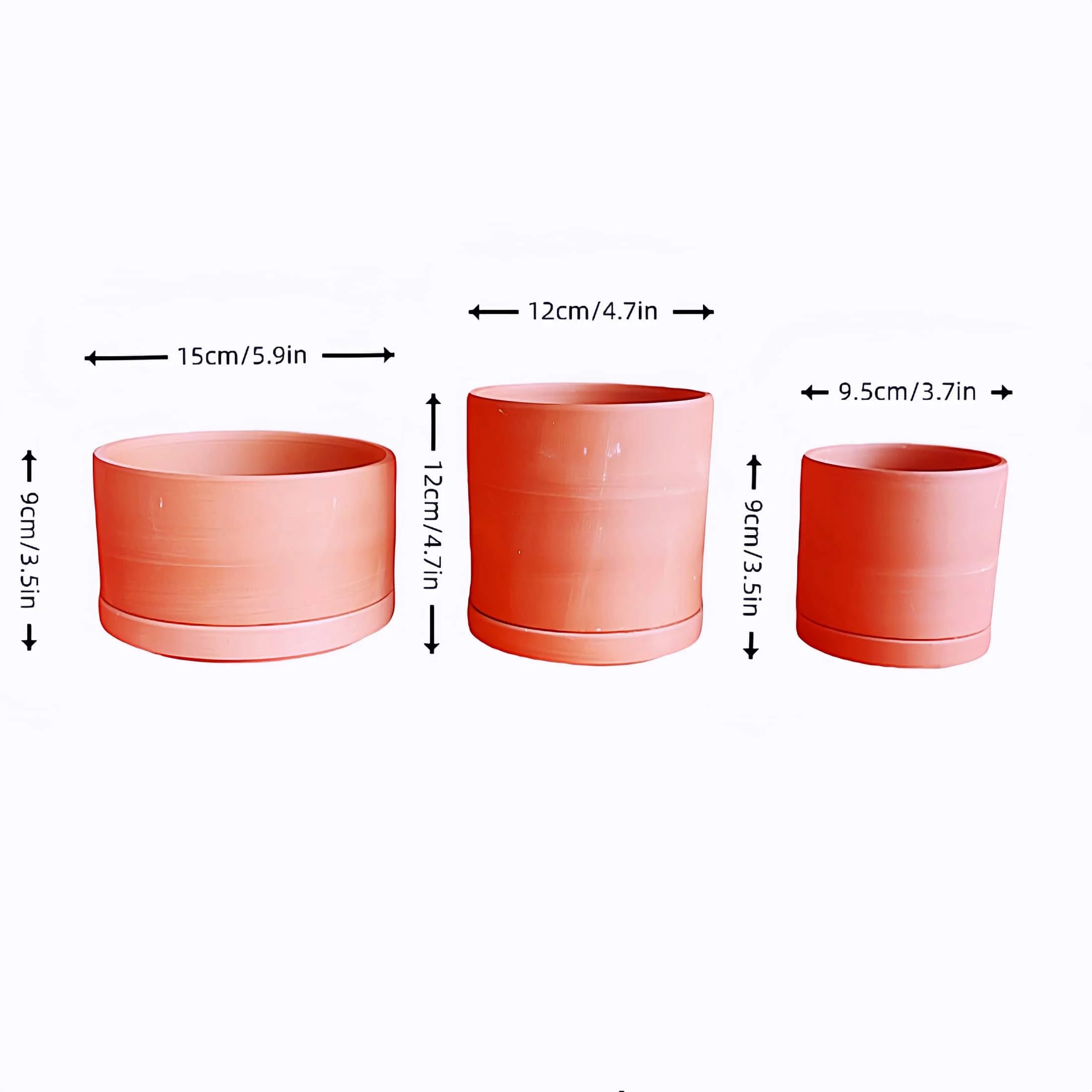 Terracotta Flower Pots, 3 Count with Drainage Holes E246