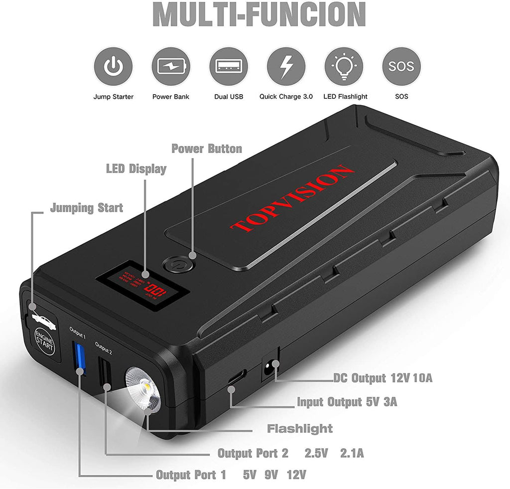 2200A Peak 20800mAh Portable Car Battery Power Pack with USB Quick Charge 3.0 C354