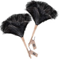 Black 16" 2Pieces Ostrich Feather Duster with Wooden Handle I622566