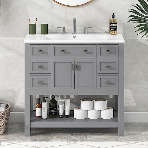 White Bathroom Vanity with Sink W38793