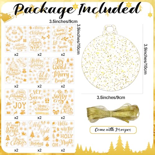 Acrylic Christmas Tree Ornaments DIY Craft Kits Hanging Xmas Ball Decorations with Stickers Ribbons (Red) K471639