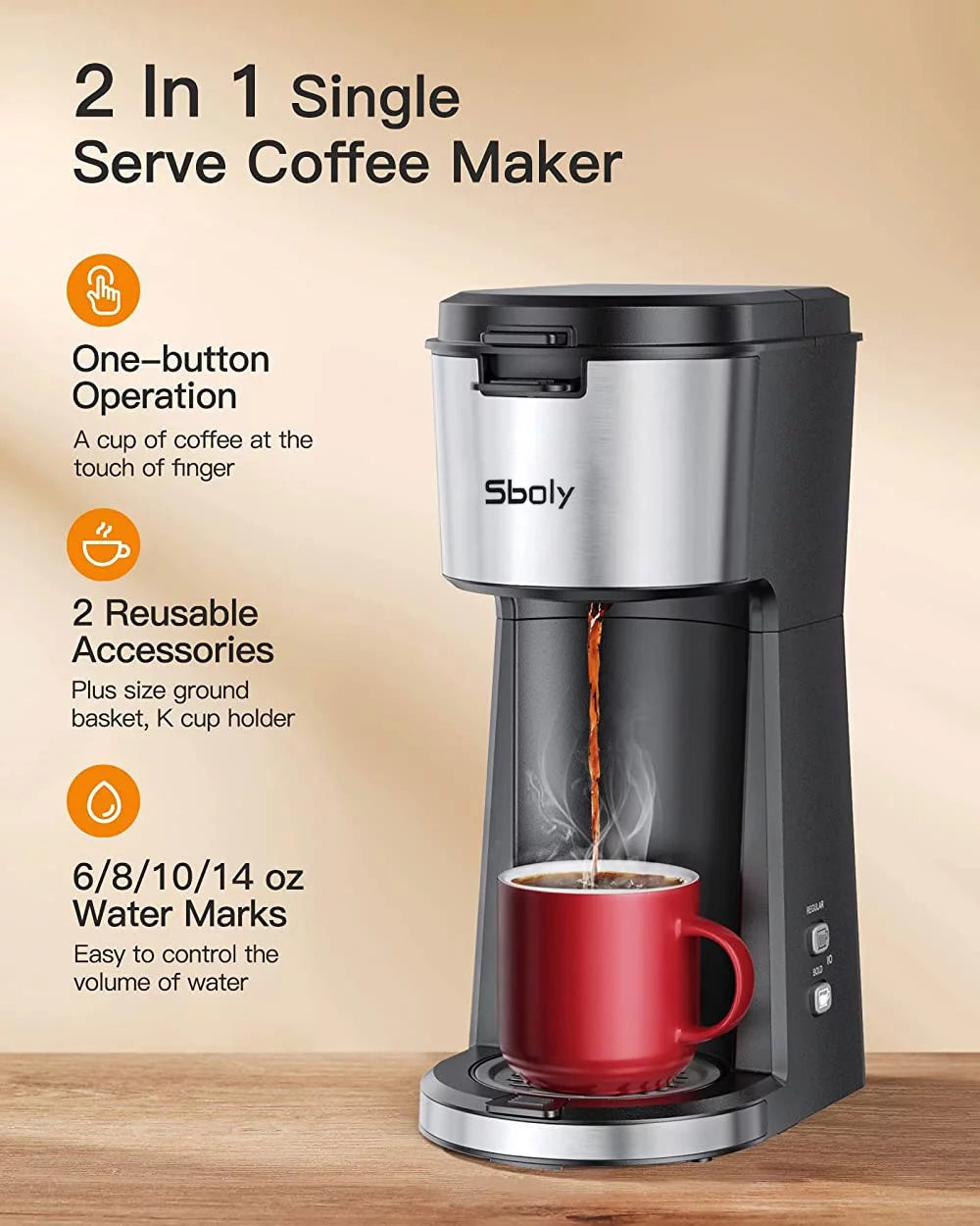 Single Serve Coffee Maker, Classic Black R45986