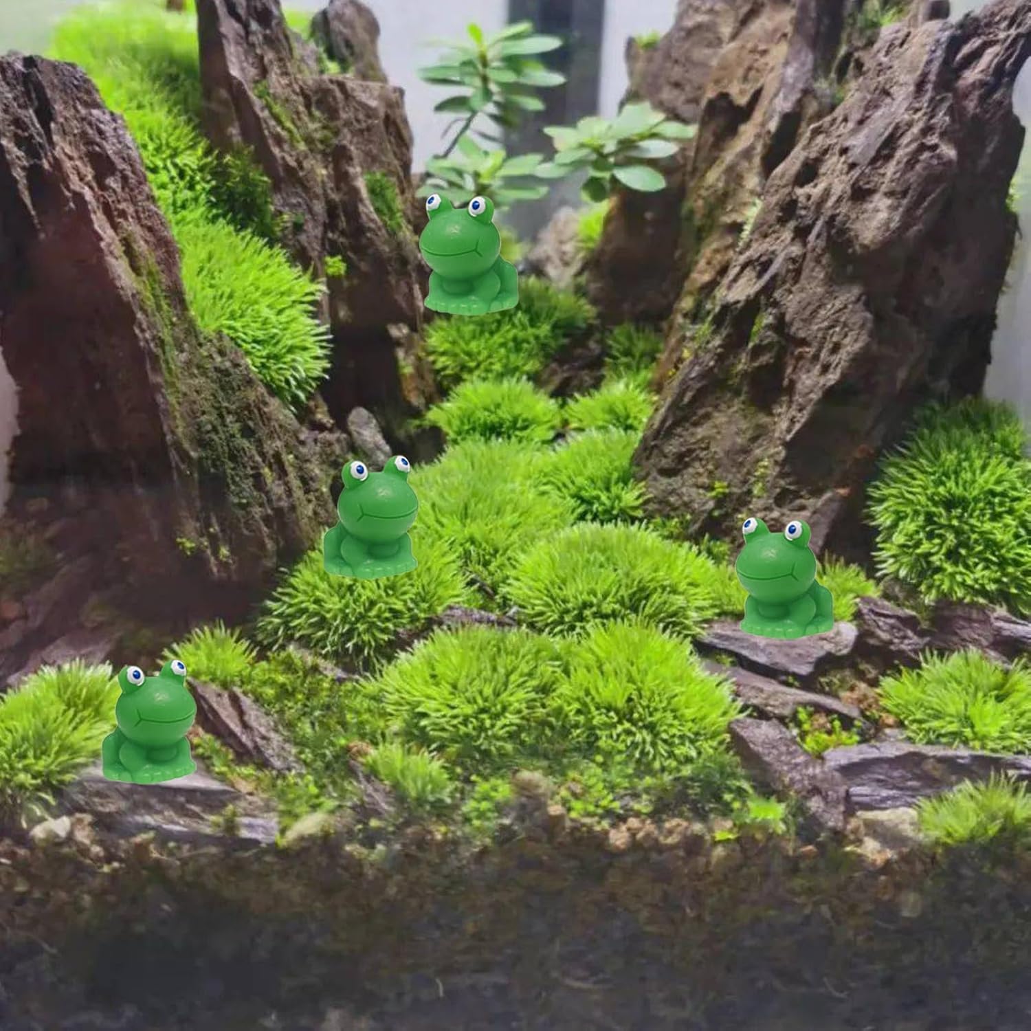 50 Pcs Green Plastic Frog Figurines Miniature Garden Decor E449250