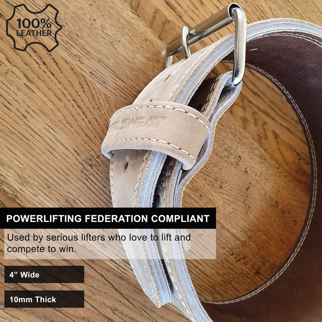 4 Inch 10mm Single Prong Powerlifting Belt Vegetable Tanned Leather Oat Medium X538852
