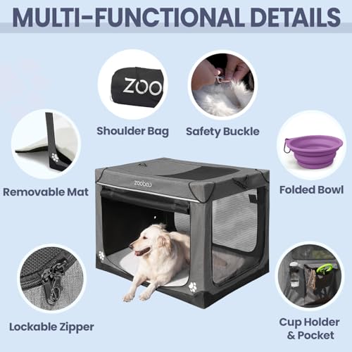 Charcoal Gray Portable Soft Dog Crate with Carry Bag Z800